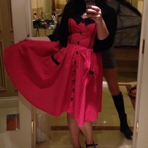 Hell Bunny Minnie Mouse Polka Dot Swing Dress